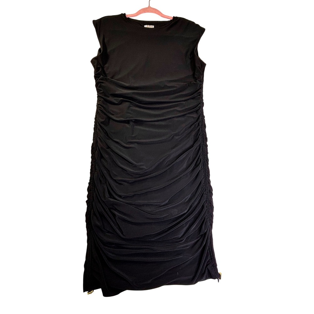 Ashley Beyond Graham Black Ruched Sleeveless Sheath Dress Size 16 Toggle Hem